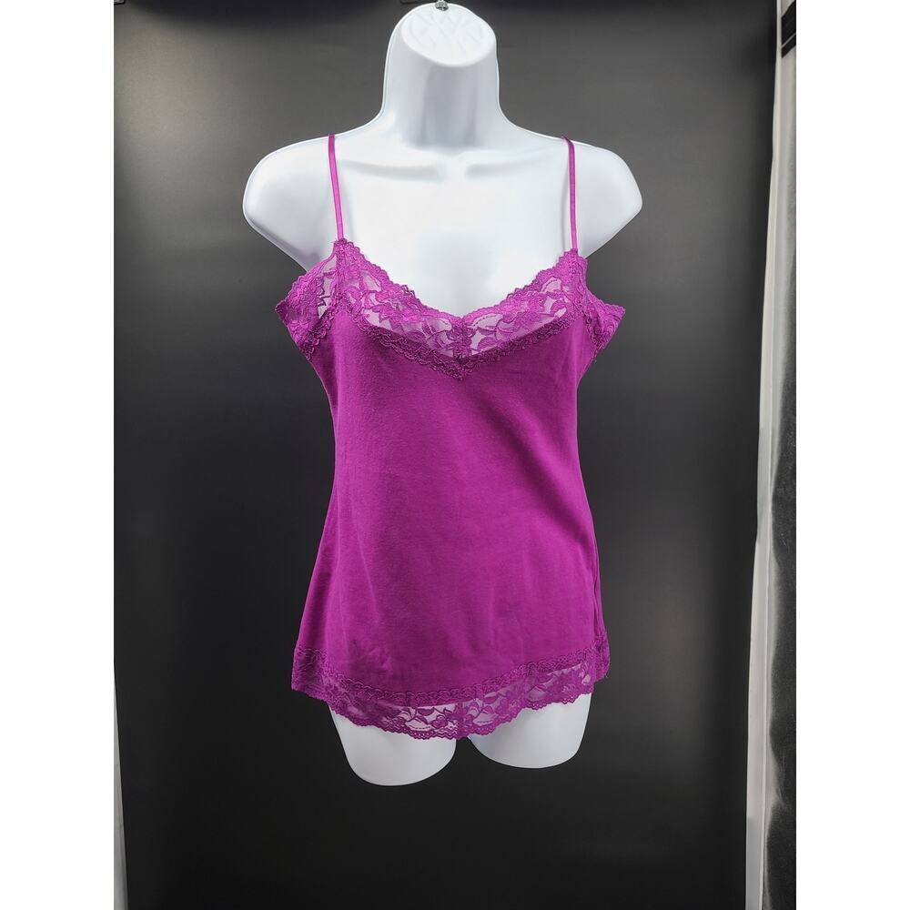 Twenty-one Y2K lace trim vintage longline womens tank purple Size Large festival